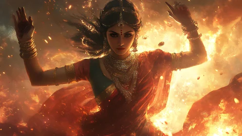 Divine Warrior Radiating Fire and Golden Power.