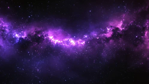 Nebular starfield panorama in violet spectral gradient digital painting.