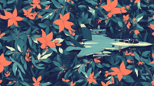 Jetstream camouflaged in lush tropical bloom tapestry.