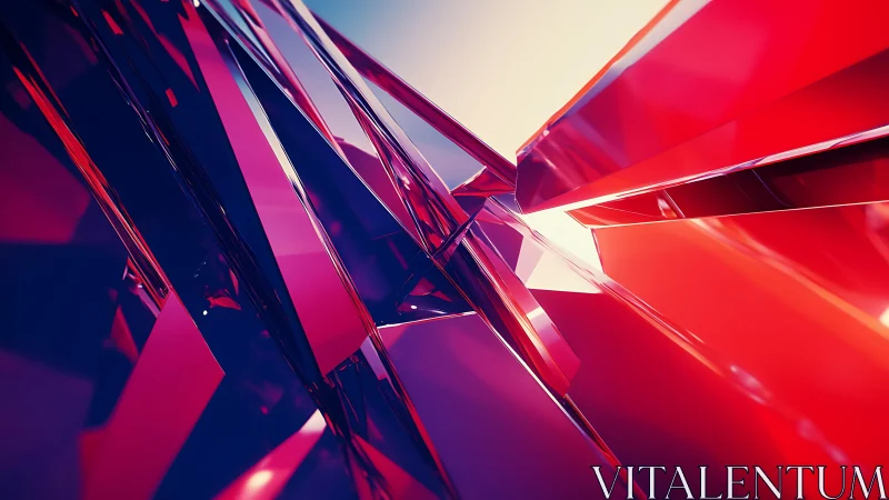 Abstract geometric shards in vibrant red and blue digital style.