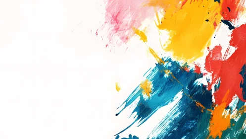 Colorful Abstract Brush Strokes on White Canvas Background.