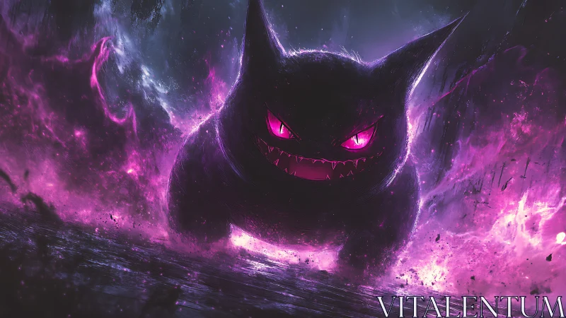 Glowing ghost creature strides through swirling neon shadows