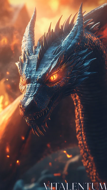 Smoldering dragon tilts its crown of embers toward dawn