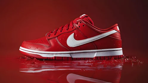 Red and White Nike Sneaker in Studio Lighting, Modern Product Photo.