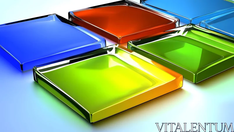 Colorful Glass Tiles in Abstract Modern Digital Art Style.