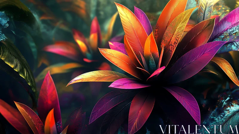 Radiant Botanical Petals: Luminescent Color Gradient Composition.