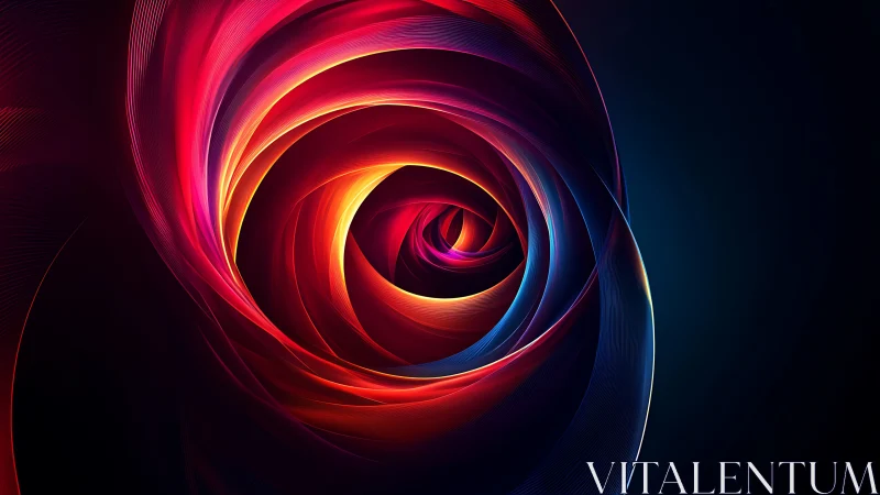 Concentric luminous ribbons forming abstract vortex pattern.