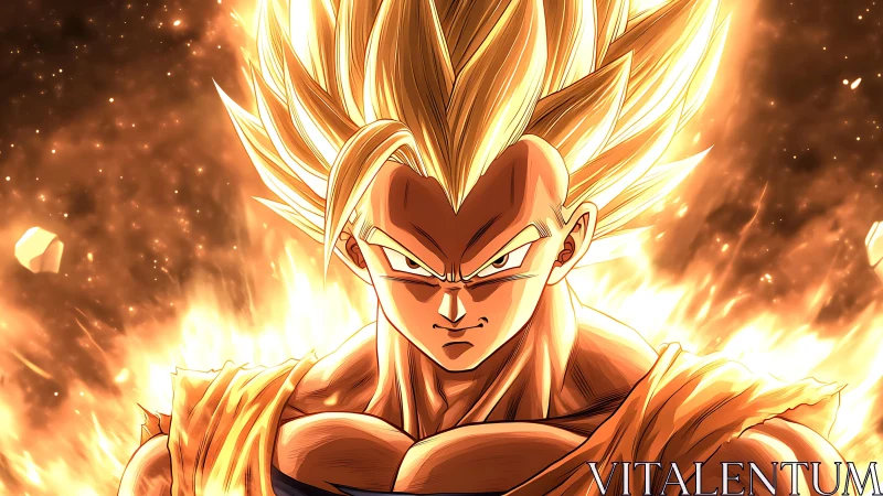 Golden-haired warrior burns a hole through the horizon