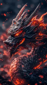Molten-scaled dragon rises from embers with fierce grace
