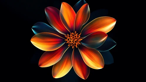 Radiant abstract flower glows in vibrant neon light