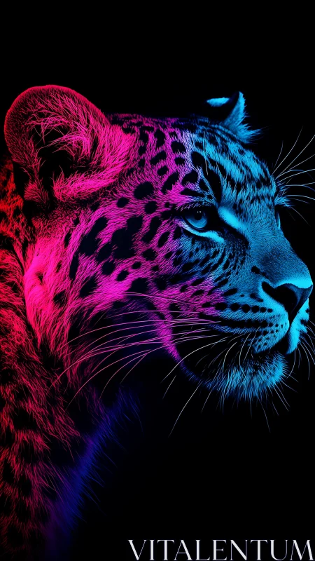 Neon Leopard Portrait: Chromatic Duality Rendering.