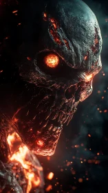 Molten skull creature glowing with fierce infernal energy.