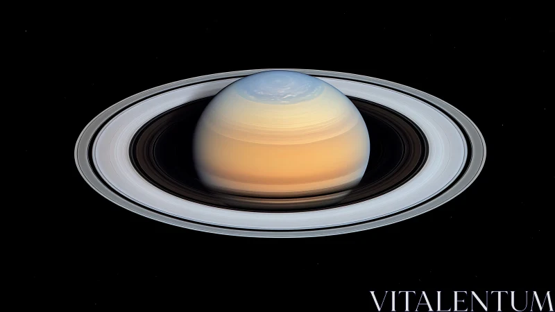 Saturn displays sharp ring structure against deep black space
