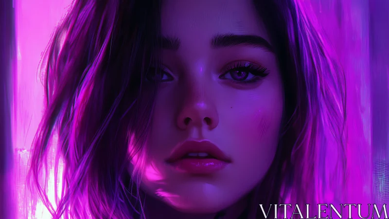 Neon spectral portrait with hyperreal magenta rim lighting.