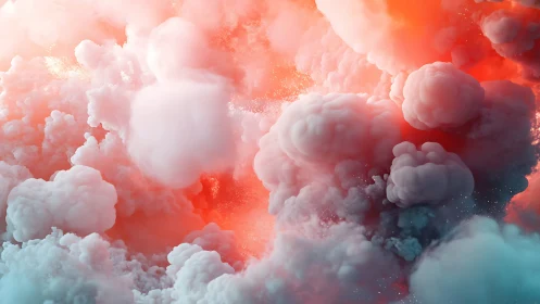 Billowing neon clouds in ethereal abstract vapor field.