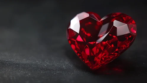 Crimson Faceted Heart Gemstone. Radiant luxury.