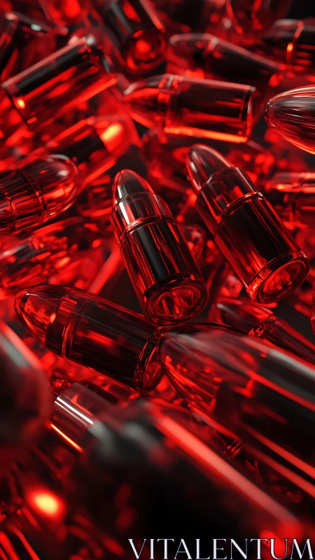 Refractive red bullet cartridges in dense parametric cluster.