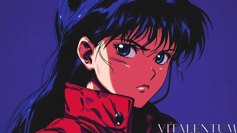 Defiant anime girl stares ahead in bold neon shadows