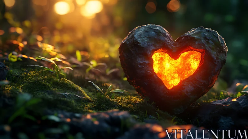 Glowing Heart of Light in Forest Magic.