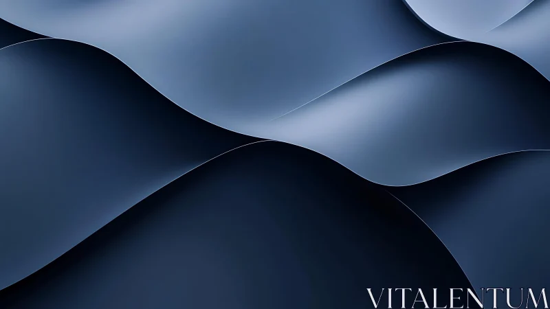 Smooth Abstract Blue Waves Digital Background, Minimalist Art.