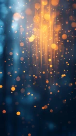 Golden sparks drift gently through a deep blue dream