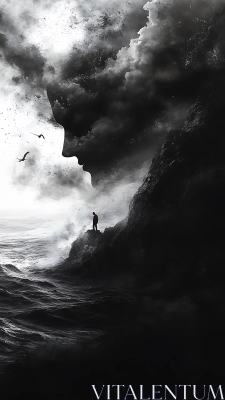 Stormborne silhouette listening to the ocean’s quiet roar.