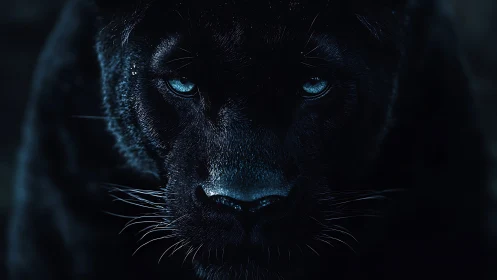 Black Panther's Piercing Gaze Emerges from Darkness