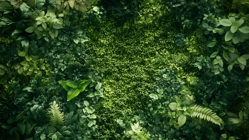 Verdant Foliage Canopy: Layered Botanical Overhead Perspective.