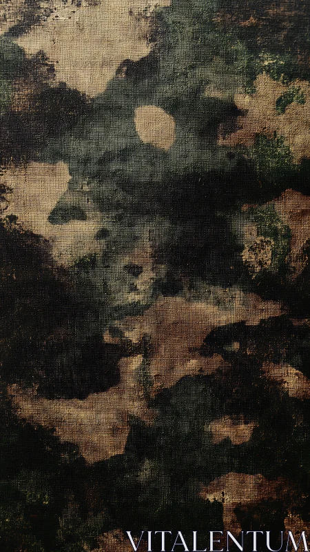 Abstract earth-toned cloud field on textured canvas grid.