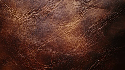 Rich brown leather surface glows with warm, worn character