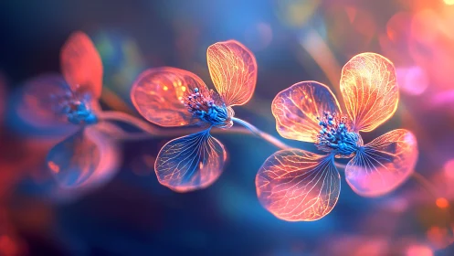 Luminescent Butterfly Wings with Neon Vein Structures and Chromatic Depth.