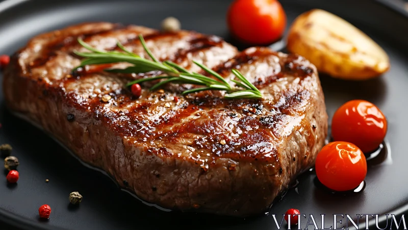 Charred grill marks turn this glossy steak into shining armor