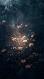 Luminous Petals Dance Through Twilight Veil.