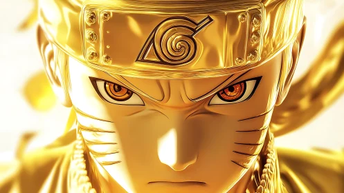 Golden chakra storm focuses in a fierce, unblinking gaze