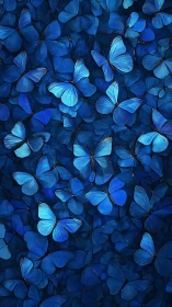 Layered cobalt butterflies form dense monochrome lepidopteran field