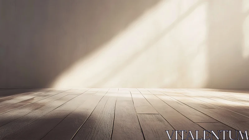 Sunlit wooden floor plane captures oblique interior illumination