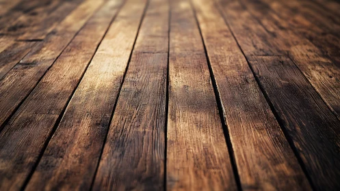 Rustic Wooden Floorboards in Warm Natural Light, Realistic Texture.