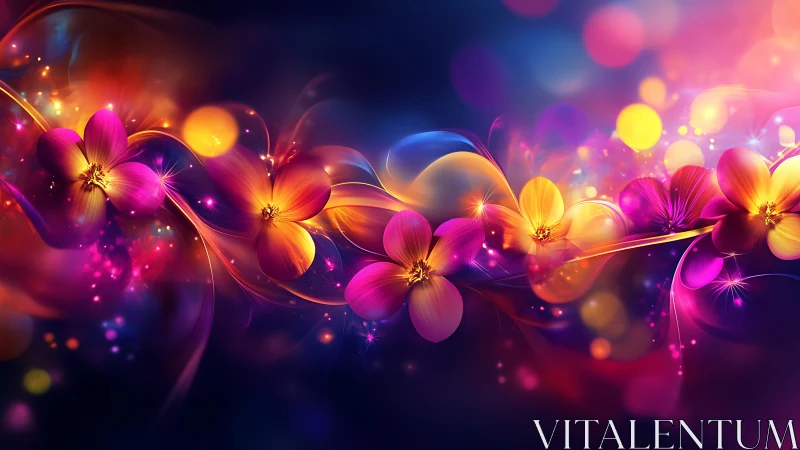 Luminous Floral Composition with Dynamic Bokeh and Volumetric Light Effects