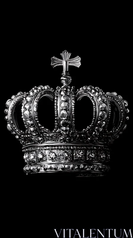Regal silver crown rendered in dramatic monochrome lighting.