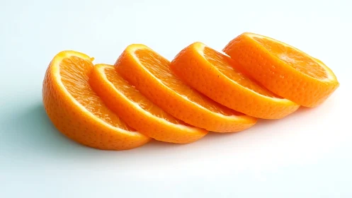 Fresh orange slices arranged in clean diagonal stack