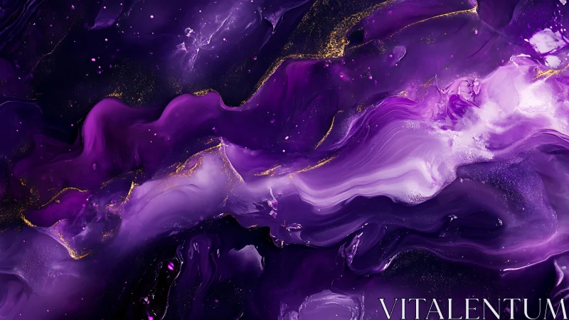 Cosmic purple currents swirl through luminous abstract space.