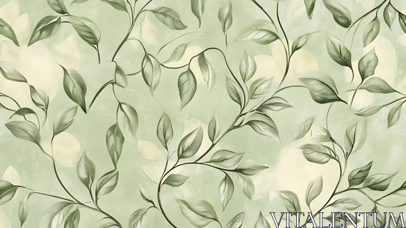 Soft green leaf pattern drifts across a calming vintage backdrop