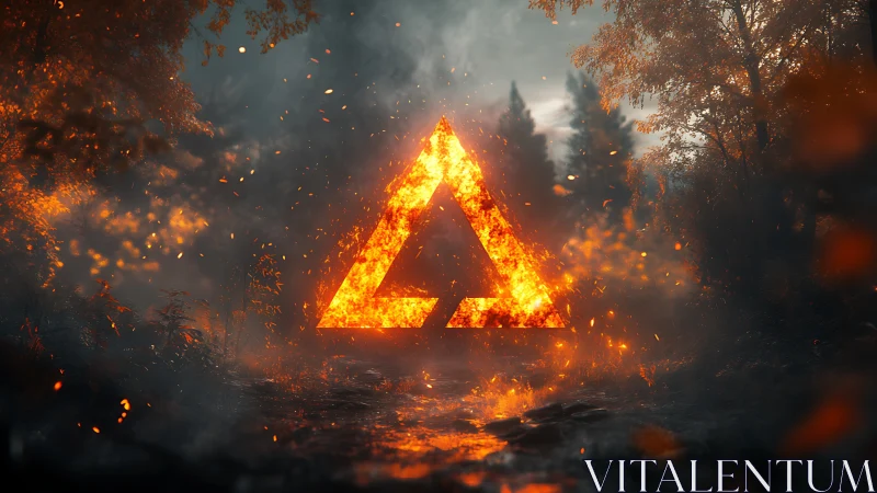 Glowing Triangle Portal in Forest Landscape.