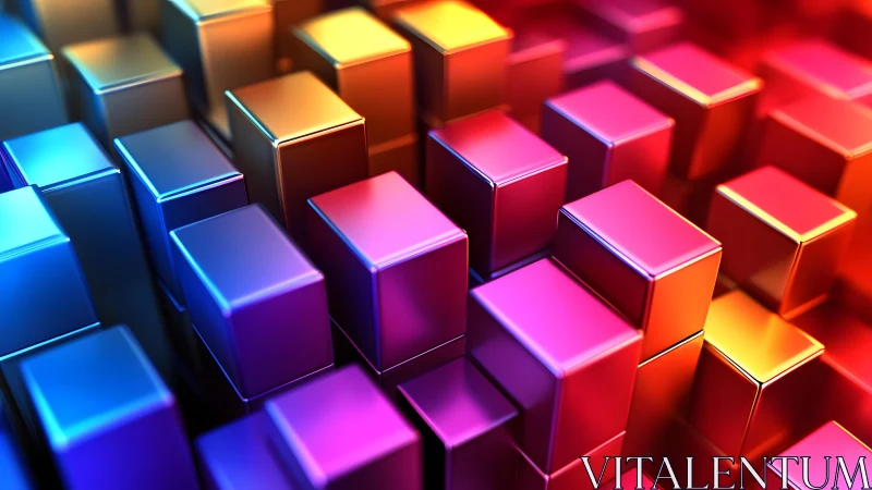 Colorful metallic cubes form dense geometric 3D grid
