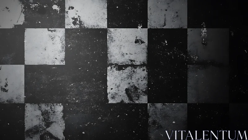 Weathered monochrome checkered surface with erosion marks.