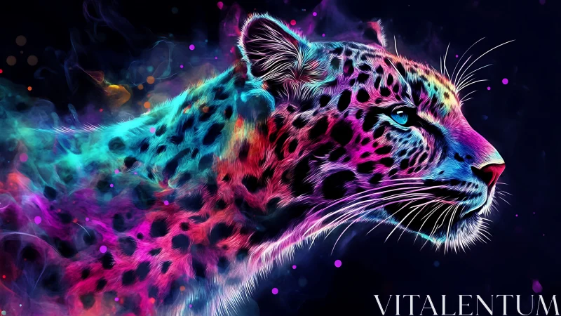 Neon Snow Leopard Commands Quantum Mystique