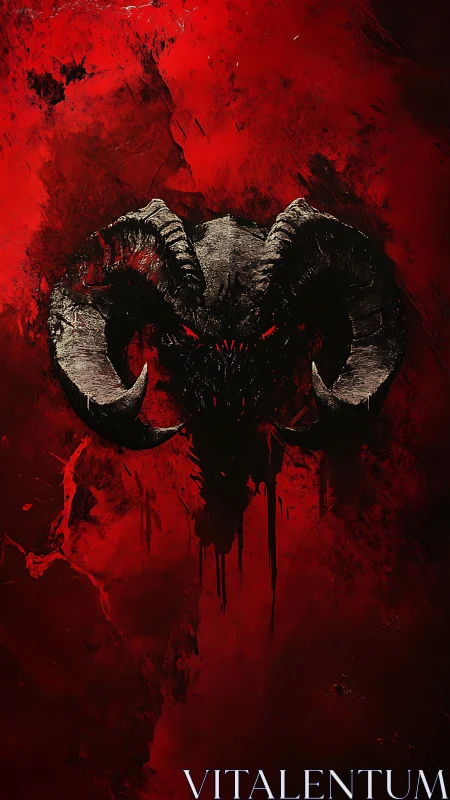Bloodlit ram skull sigil rising from the infernal abyss.