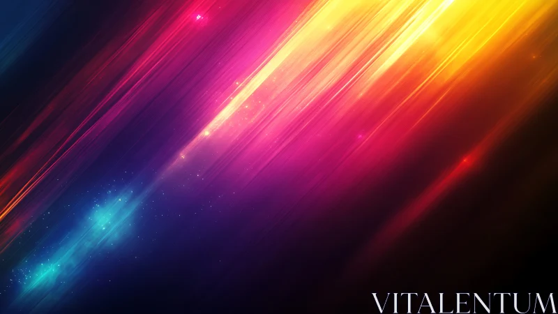 Diagonal multicolor light streaks traverse a dark gradient field
