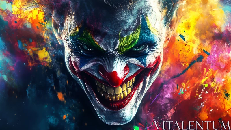 Maniacal carnival grin ignites a riot of neon chaos.