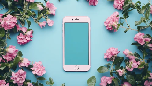 Blush Device Dreams: Rose-Framed iPhone in Botanical Bliss.